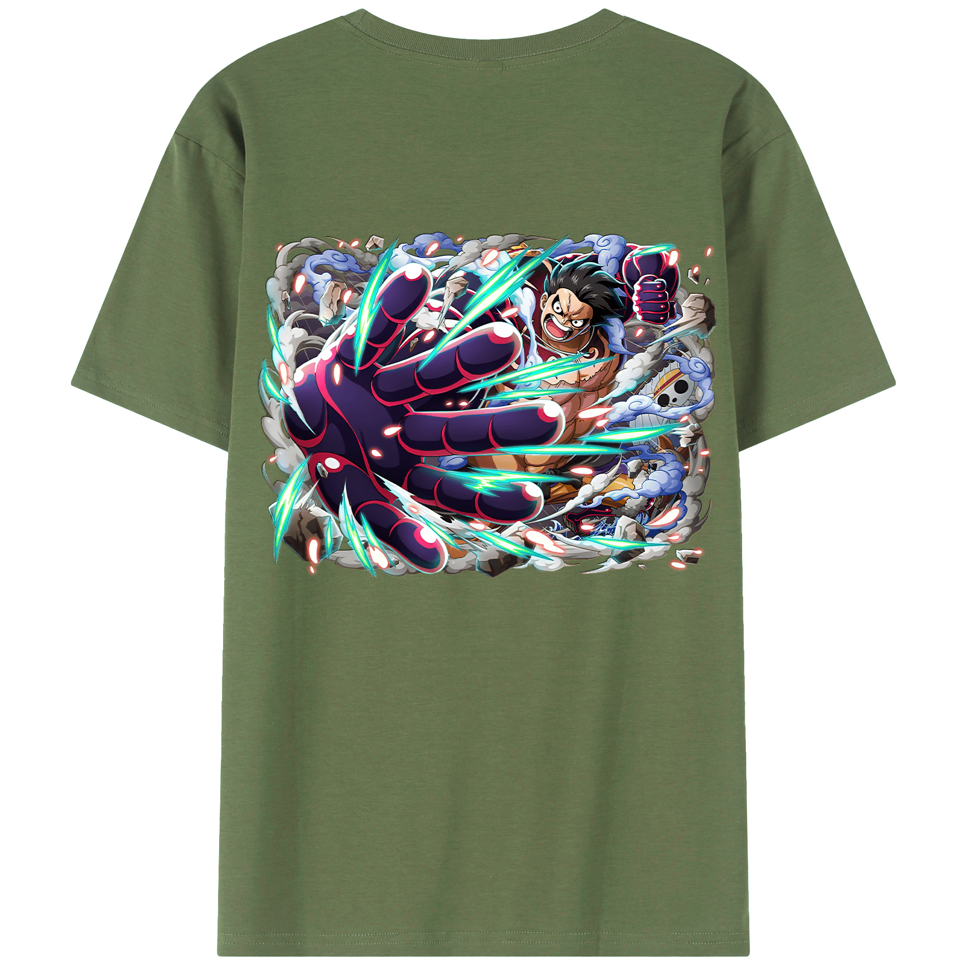 ワンピース モンキー・D・ルフィ ONE PIECE Monkey D. Luffy 綿100％ メンズ半袖Tシャツ（バックプリント） 通気性